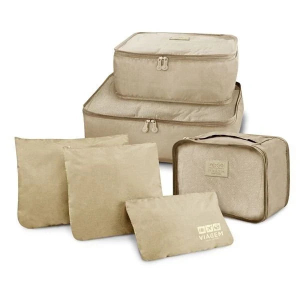 Kit Organizador de Malas com 6 Peças - Estampa Lisa