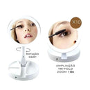 Espelho de Mesa LED Dobrável com Aumento 10x